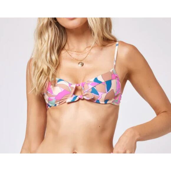 NWT L*Space Women's Eco Chic Econyl Rose Bikini Swim Top Sun Dazed Floral Size S - Picture 1 of 13